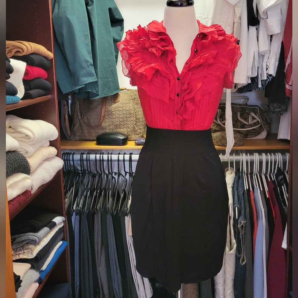 Bebe Red and Black Dress